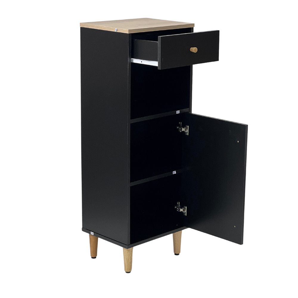 Gabinete Banheiro 1 Pt 1 Gv 3 Prateleiras 104 cm BN07 Preto Dtall