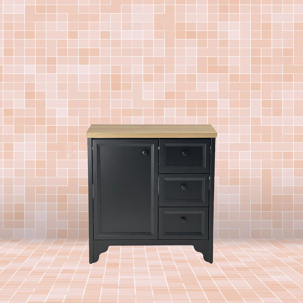 Gabinete Banheiro Com Tampo 1 Pt 3 Gv 79 cm BN05 Preto Dtall