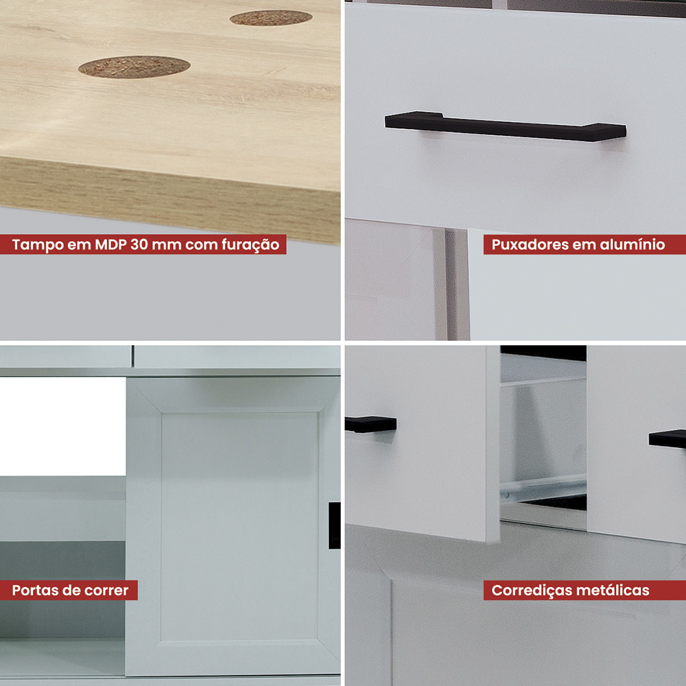 Gabinete Banheiro Com Tampo 2 Portas 79 cm BN02 Cinza Dtall
