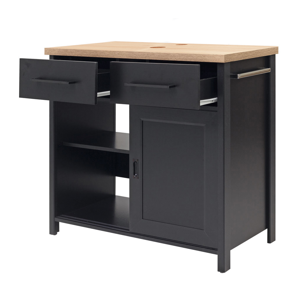 Gabinete Banheiro Com Tampo 2 Portas 79 cm BN02 Preto Dtall