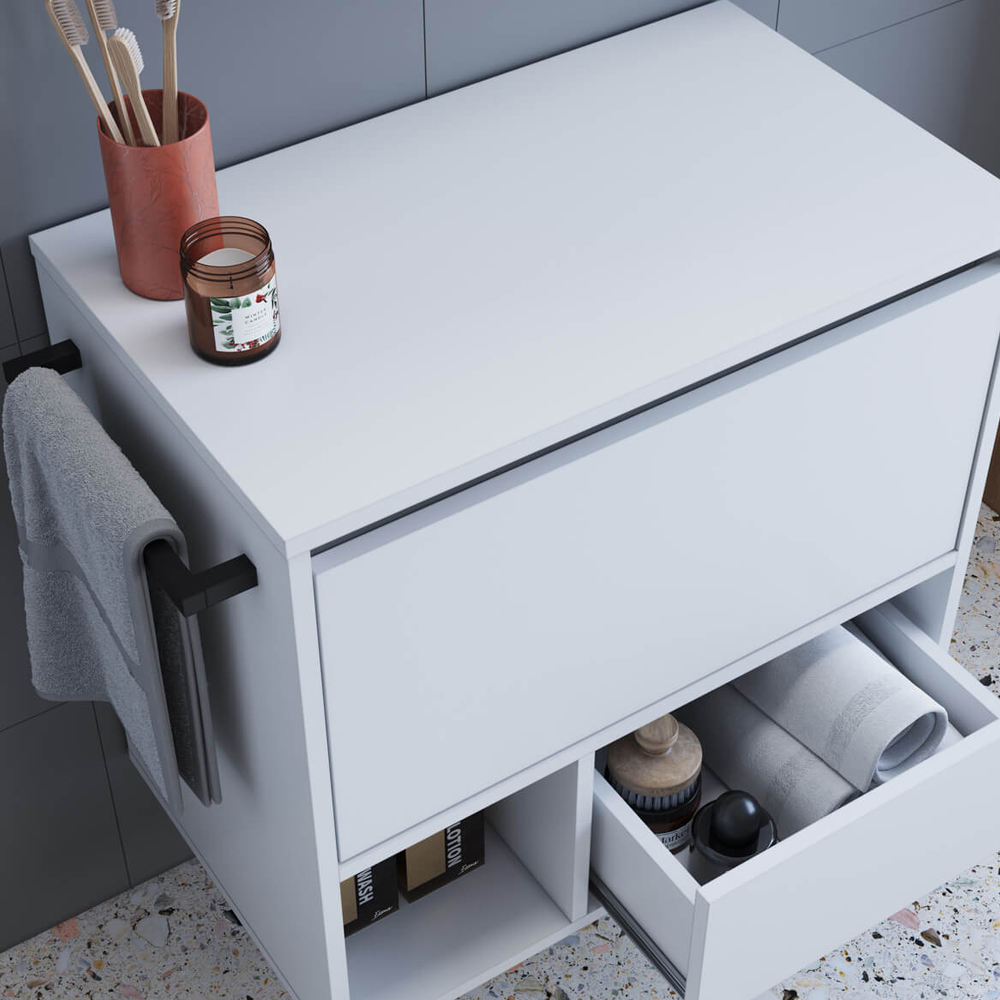 Gabinete Para Banheiro 01 Porta 01 Gaveta 60cm Branco PRODDY