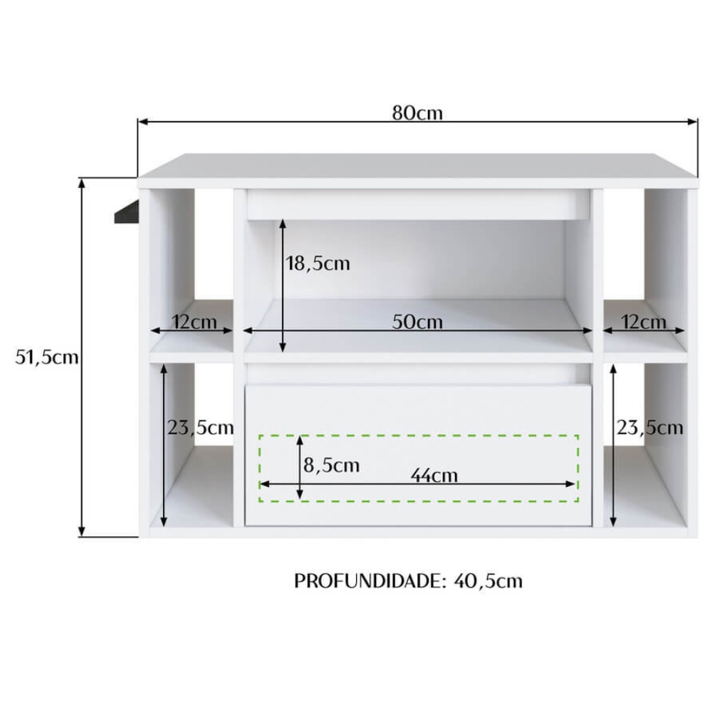 Gabinete Para Banheiro 01 Porta 01 Gaveta 80cm Branco PRODDY