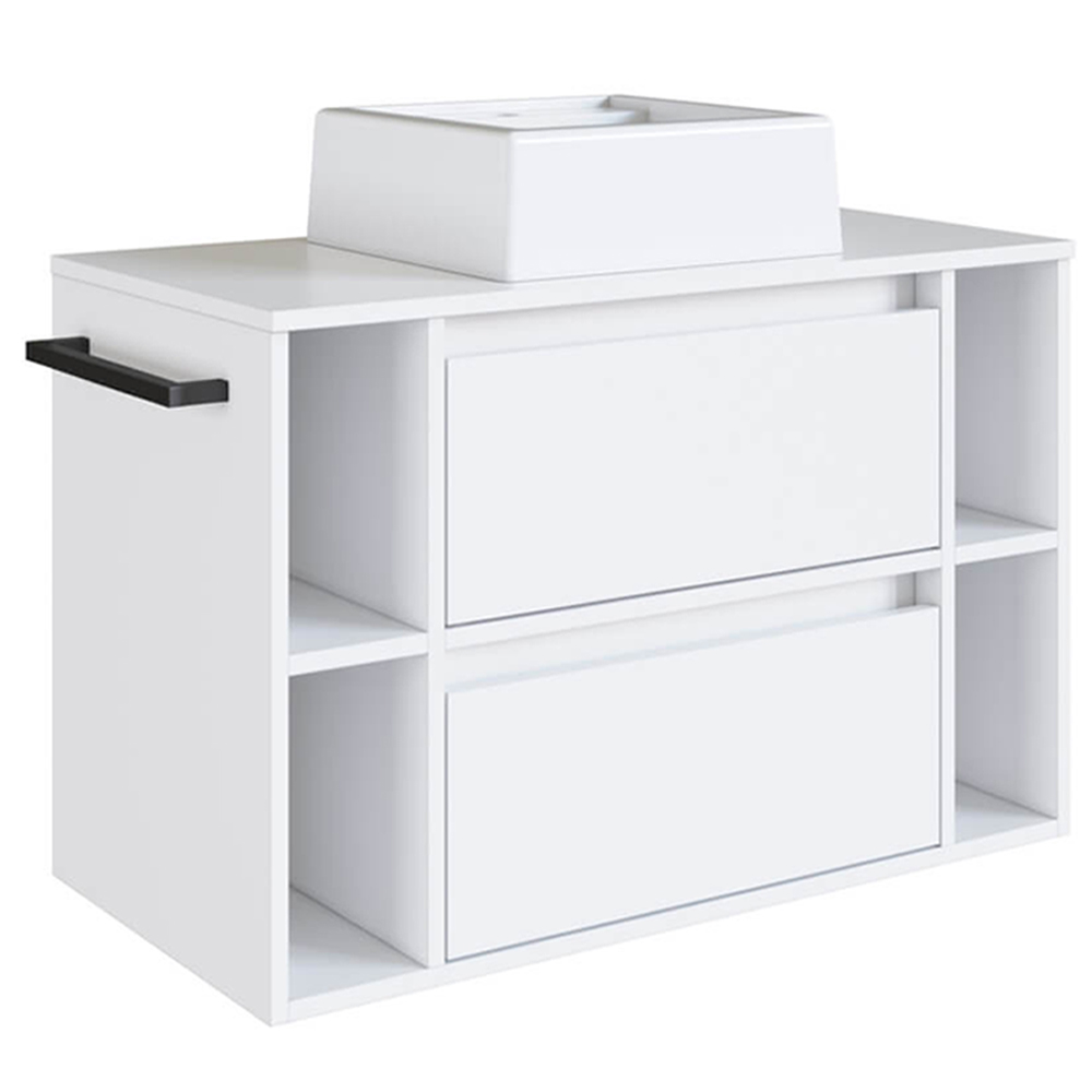 Gabinete Para Banheiro Com Cuba 01 GAV 80cm Branco PRODDY