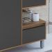 Gabinete Suspenso 1 Porta e 2 Gavetas 80 cm BL2001 Mell Grafite FAEM
