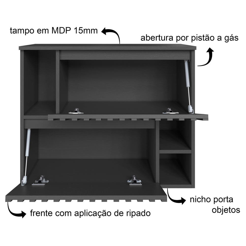 Gabinete Suspenso 2 Portas Basculantes 75 cm BL1000 Grafite FAEM
