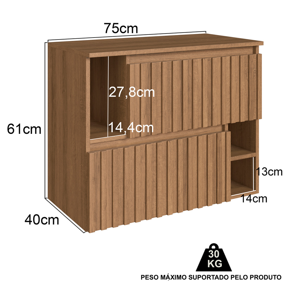 Gabinete Suspenso 2 Portas Basculantes 75 cm BL1000 Mell FAEM