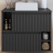 Gabinete Suspenso 2 Portas Com Cuba Branca 75 cm BL1000 Grafite FAEM