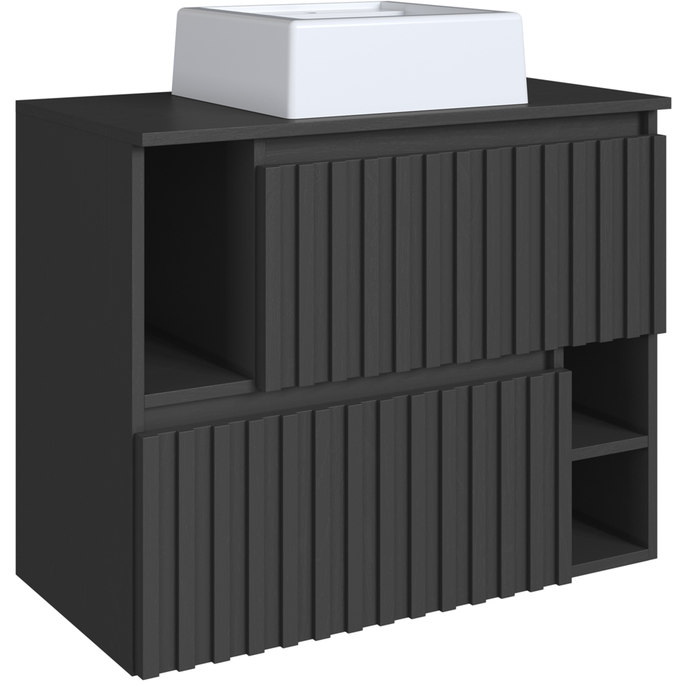 Gabinete Suspenso 2 Portas Com Cuba Branca 75 cm BL1000 Grafite FAEM