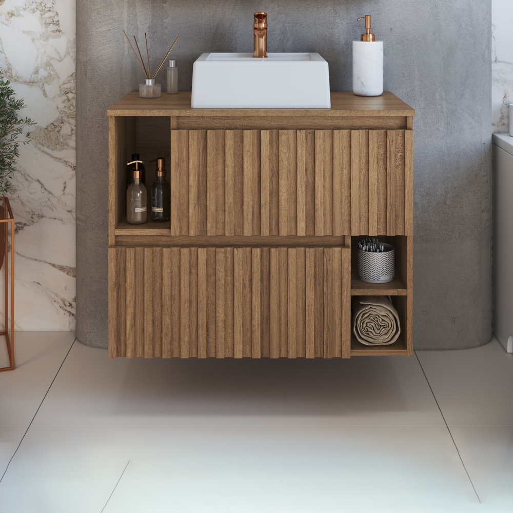 Gabinete Suspenso 2 Portas Com Cuba Branca 75 cm BL1000 Mell FAEM