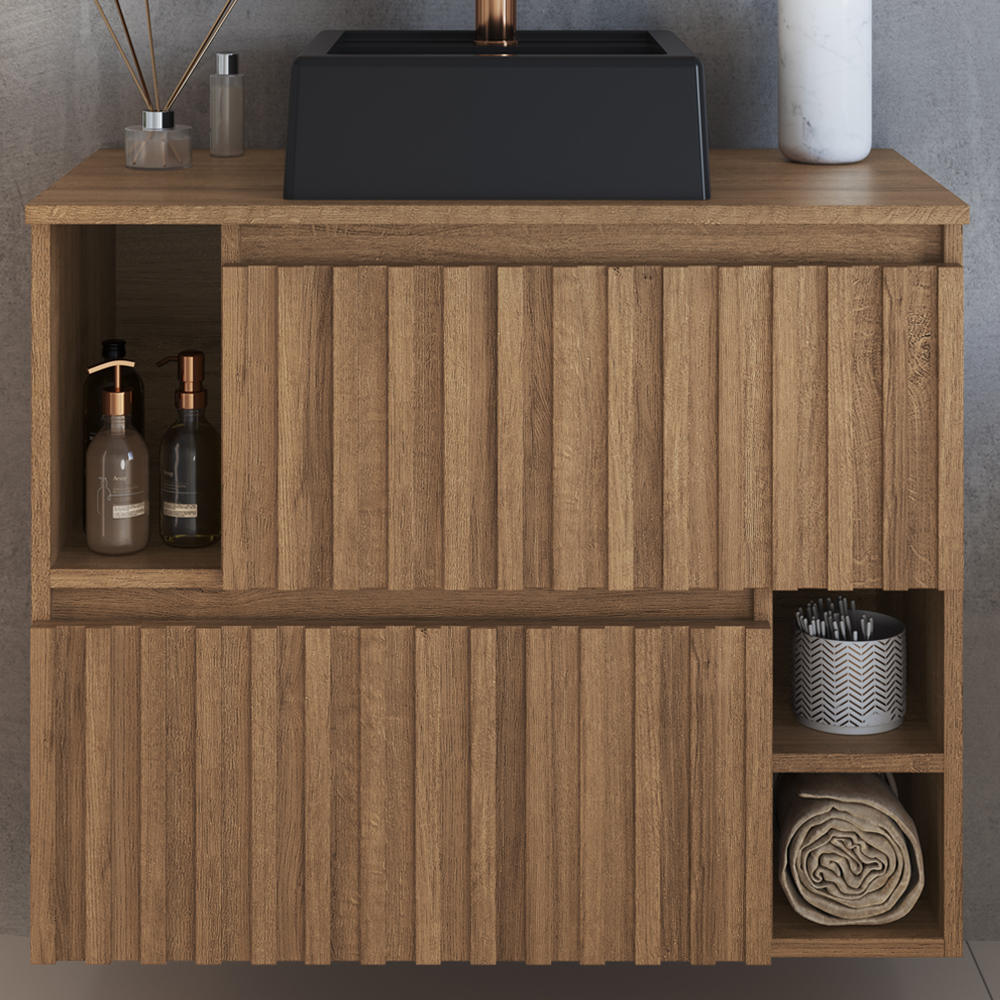 Gabinete Suspenso 2 Portas Com Cuba Preta 75 cm BL1000 Mell FAEM