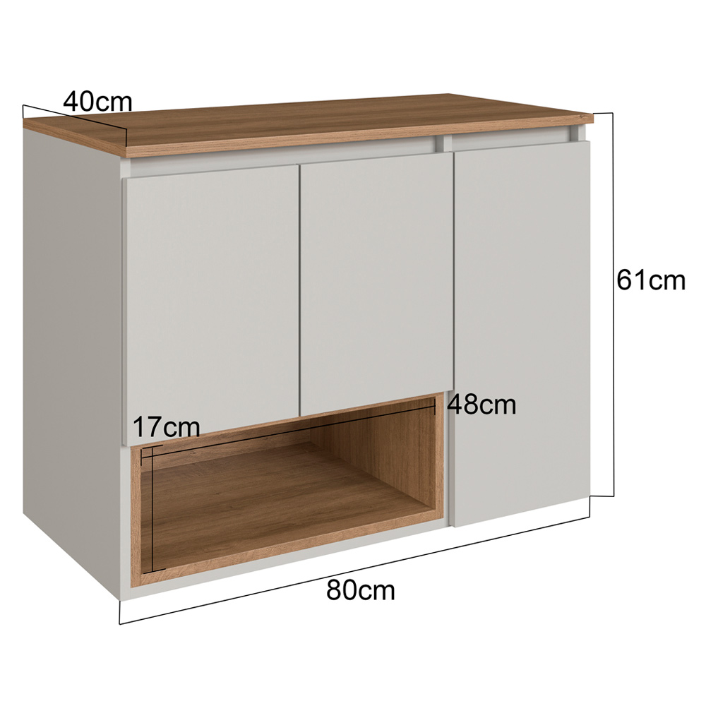 Gabinete Suspenso 3 Portas Com Tampo BL9220 Mell Arenas FAEM