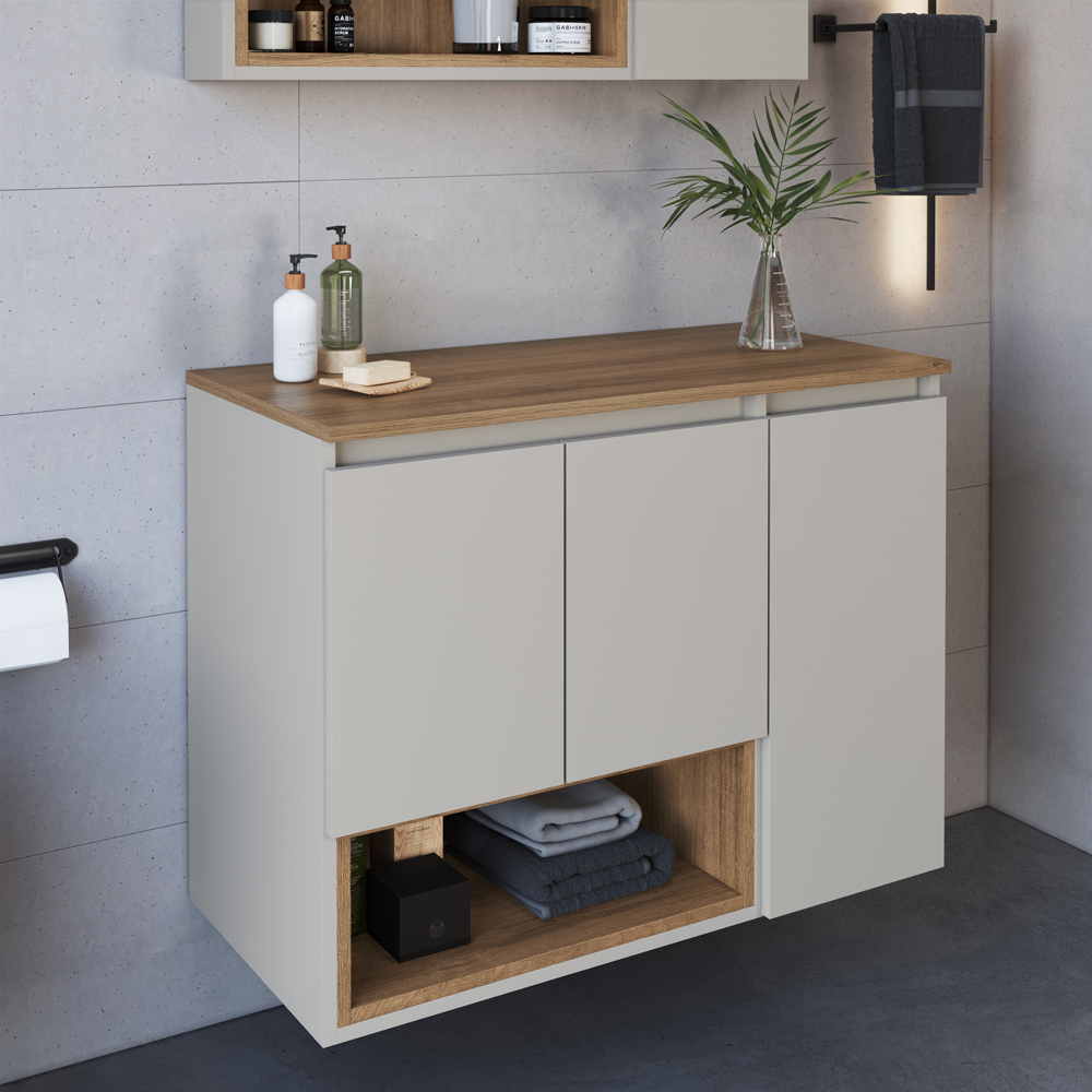 Gabinete Suspenso 3 Portas Com Tampo BL9220 Mell Arenas FAEM