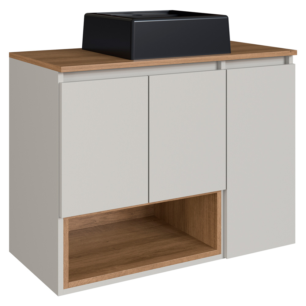 Gabinete Suspenso 80 cm Com Cuba Preta BL9220 Mell Arenas FAEM