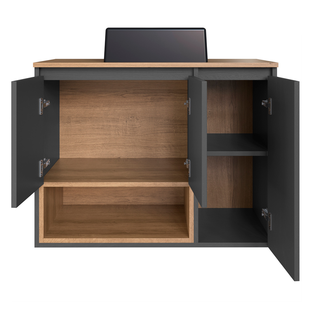 Gabinete Suspenso 80 cm Com Cuba Preta BL9220 Mell Grafite FAEM
