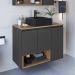 Gabinete Suspenso 80 cm Com Cuba Preta BL9220 Mell Grafite FAEM