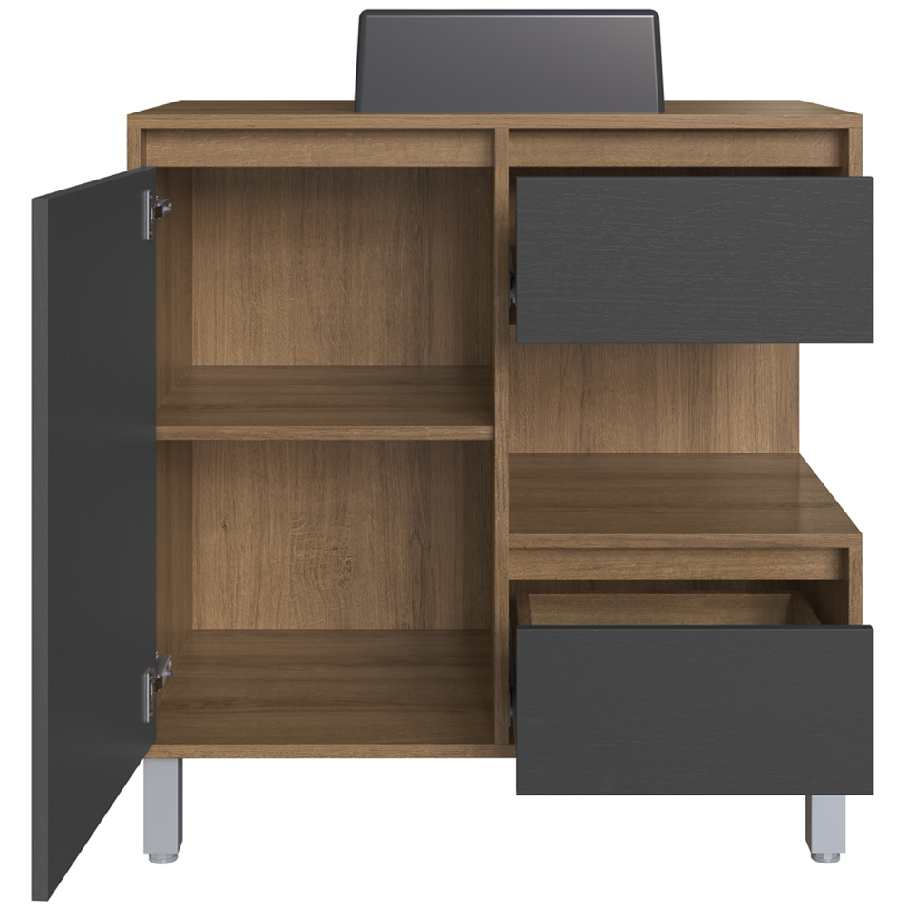 Gabinete Suspenso 80 cm Cuba Preta BL2001 Mell Grafite FAEM