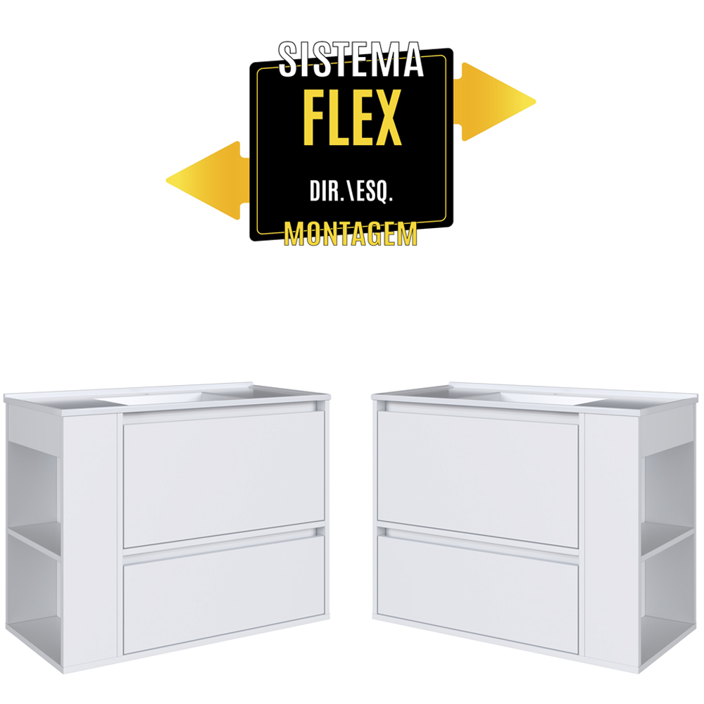 Gabinete Suspenso Com Lavatorio e Gavetao BL2002 Branco FAEM