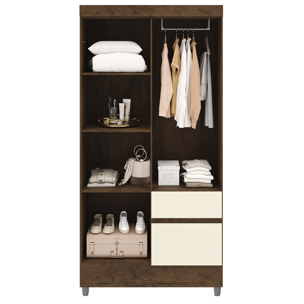 Guarda Roupa 102 cm 4 Portas PLUS 10090 Imbuia Champanhe VLR