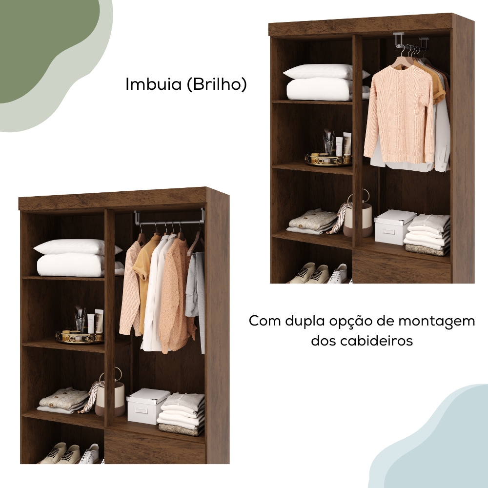 Guarda Roupa 102 cm 4 Portas PLUS 10090 Imbuia VLR