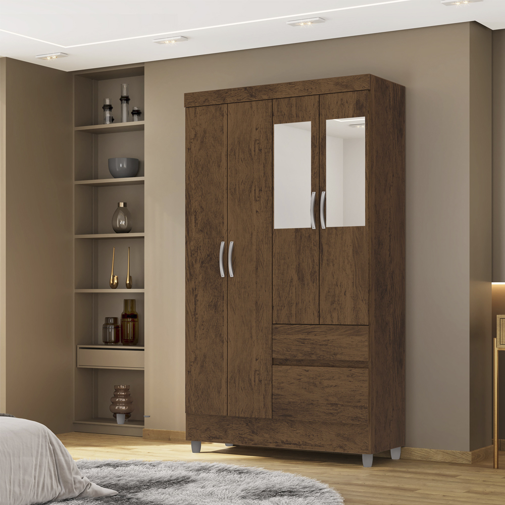 Guarda Roupa 102 cm 4 Portas PLUS 10090 Imbuia VLR