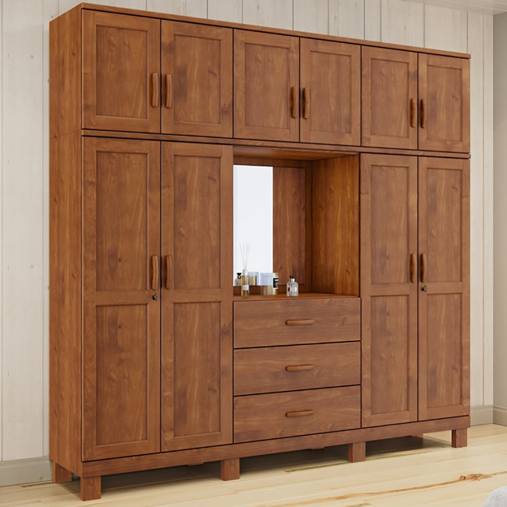 Guarda Roupa 10P 3G Capela Espelho 225 cm 1288 Castanho Milani Store