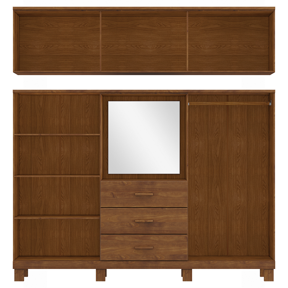 Guarda Roupa 10P 3G Capela Espelho 225 cm 1288 Castanho Milani Store
