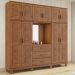 Guarda Roupa 10P 3G Com Aplique Capela 225 cm 1278 Castanho Milani Store