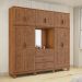 Guarda Roupa 10P 3G Com Aplique Capela 225 cm 1278 Castanho Milani Store