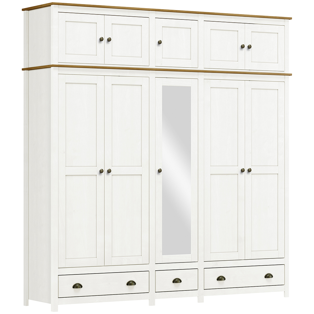 Guarda Roupa 10P 3G Espelho Madeira Maciça 220 cm 9139 Branco Freijo Milani Store