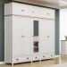 Guarda Roupa 10P 3G Espelho Madeira Maciça 220 cm 9139 Branco Freijo Milani Store