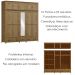 Guarda Roupa 10P 3G Espelho Madeira Maciça 220 cm 9139 Freijo Milani Store