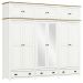 Guarda Roupa 12P 3G Espelho Madeira Maciça 261 cm 9134 Branco Freijo Milani Store