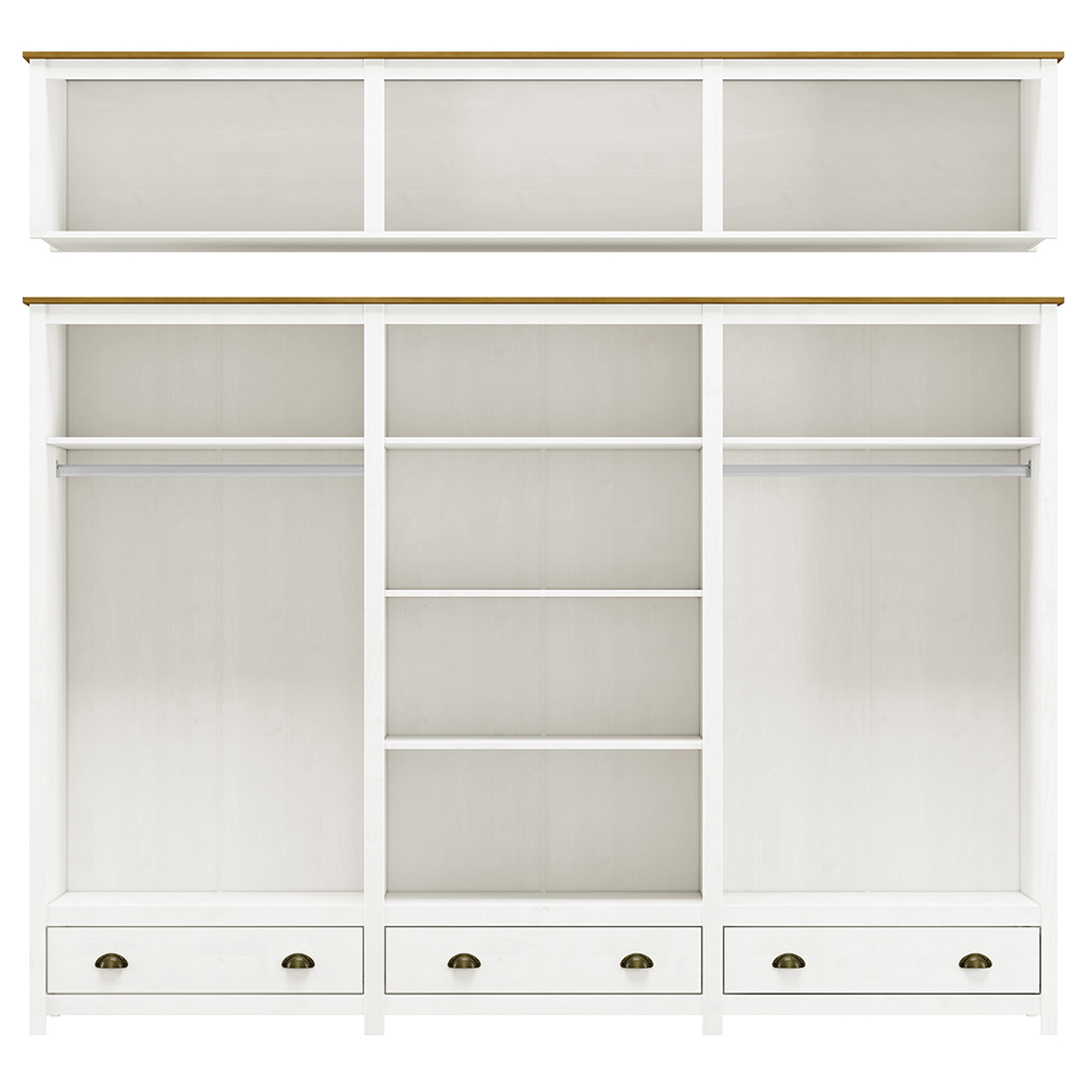 Guarda Roupa 12P 3G Espelho Madeira Maciça 261 cm 9134 Branco Freijo Milani Store