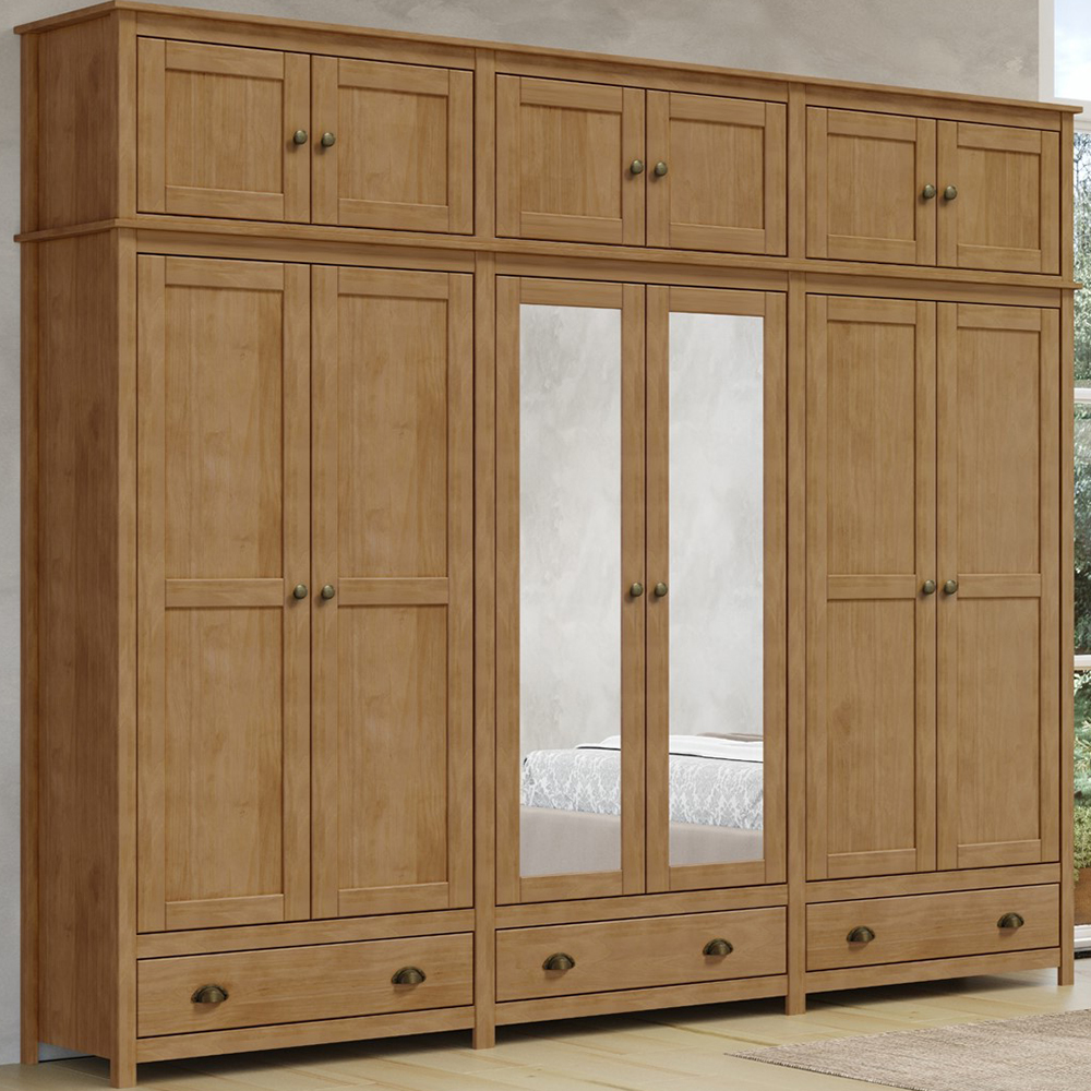 Guarda Roupa 12P 3G Espelho Madeira Maciça 261 cm 9134 Freijo Milani Store