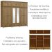 Guarda Roupa 12P 3G Espelho Madeira Maciça 261 cm 9134 Freijo Milani Store