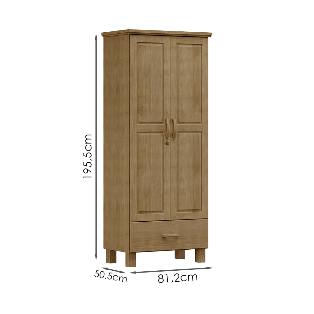 Guarda Roupa 2P 1G Madeira Maciça 81 cm 1140 Freijo Milani Store