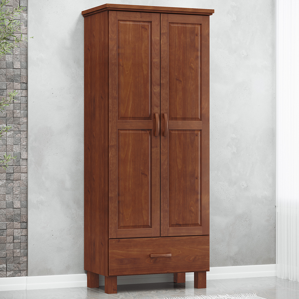 Guarda Roupa 2P 1G Madeira Maciça 81 cm 1140 Imbuia Milani Store