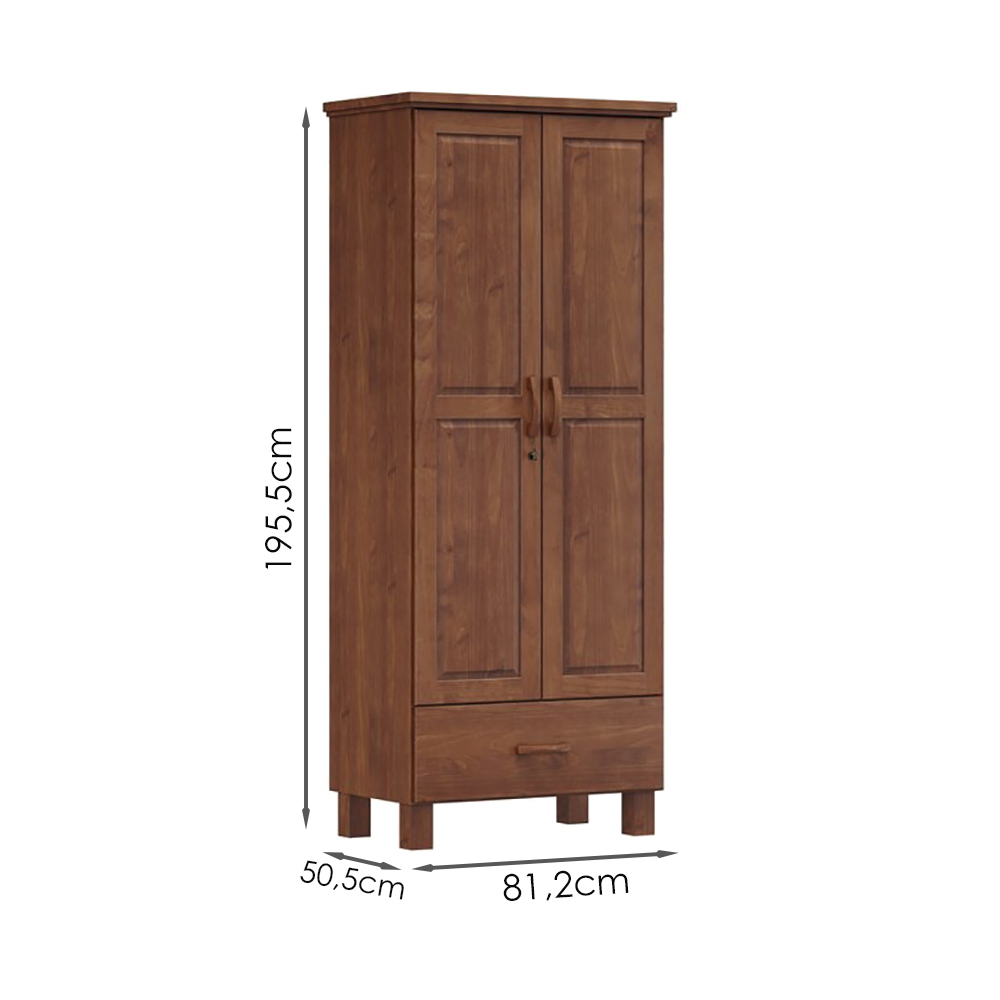 Guarda Roupa 2P 1G Madeira Maciça 81 cm 1140 Imbuia Milani Store