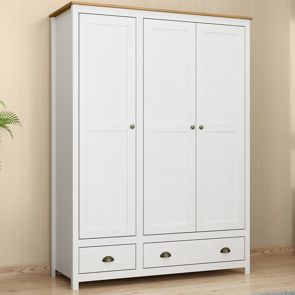 Guarda Roupa 3P 2G Madeira Maciça 136 cm 9104 Branco Freijo Milani Store