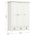 Guarda Roupa 3P 2G Madeira Maciça 136 cm 9104 Branco Freijo Milani Store