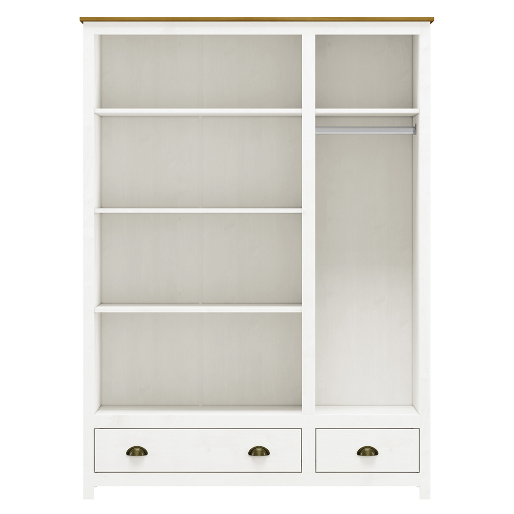 Guarda Roupa 3P 2G Madeira Maciça 136 cm 9104 Branco Freijo Milani Store