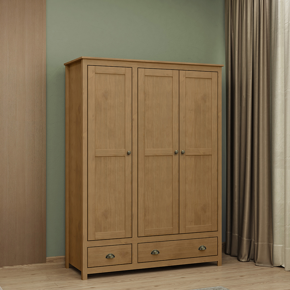 Guarda Roupa 3P 2G Madeira Maciça 136 cm 9104 Freijo Milani Store