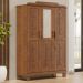 Guarda Roupa 3P Espelho Com Aplique 115 cm 1271 Castanho Milani Store
