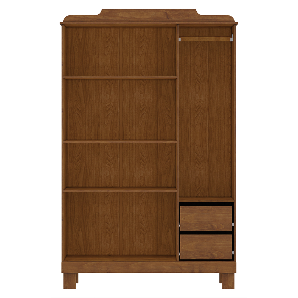 Guarda Roupa 3P Espelho Com Aplique 115 cm 1271 Castanho Milani Store