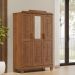 Guarda Roupa 3P Espelho Com Aplique 115 cm 1271 Castanho Milani Store