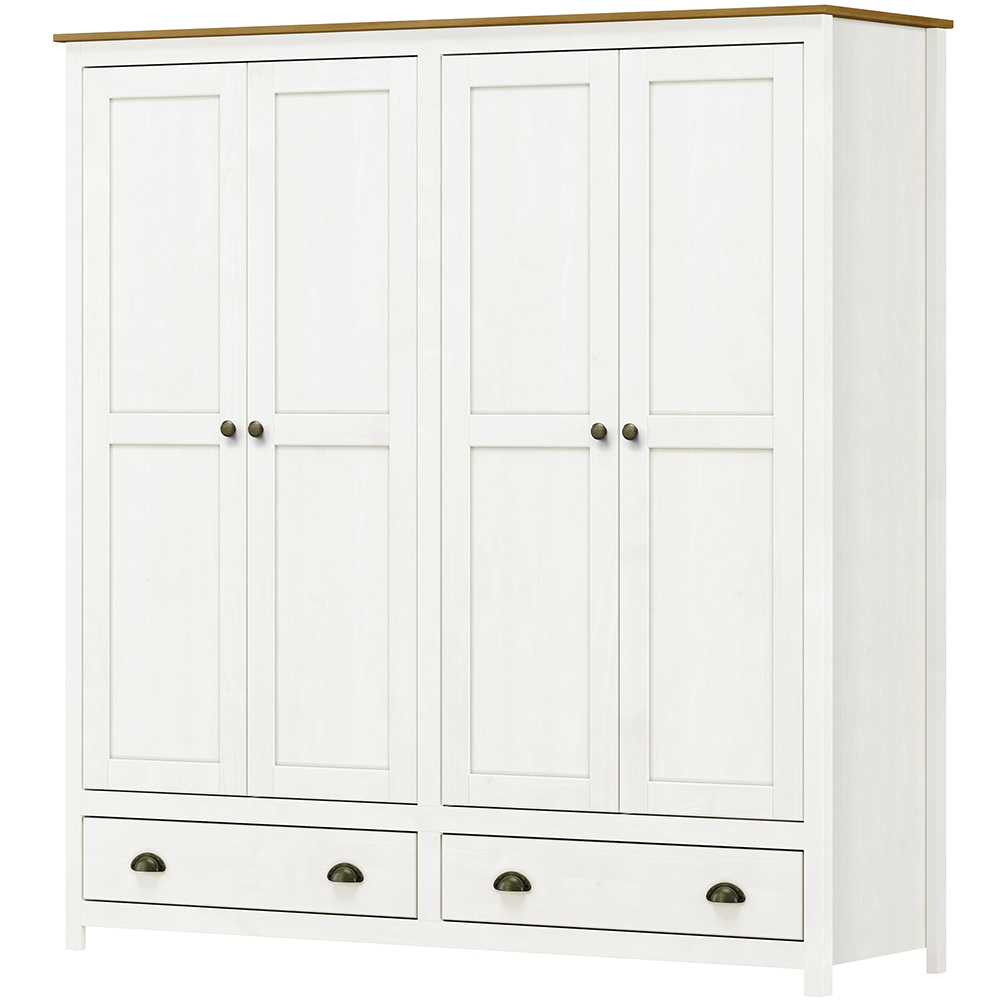 Guarda Roupa 4 PT Comoda 8 GV Madeira Maciça Branco Freijo Milani Store