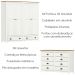 Guarda Roupa 4 PT Comoda 8 GV Madeira Maciça Branco Freijo Milani Store