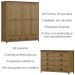 Guarda Roupa 4 PT Comoda 8 GV Madeira Maciça Freijo Milani Store
