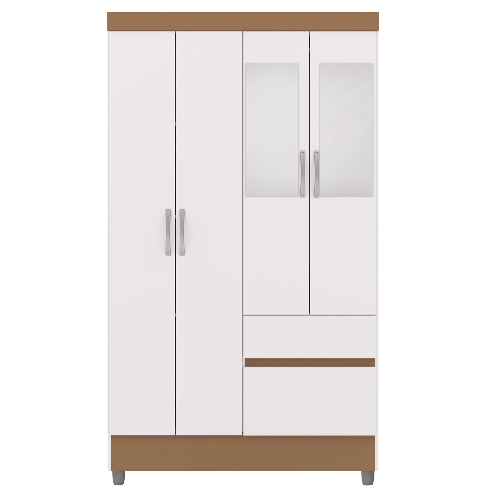 Guarda Roupa 4 Portas Espelho 102 cm 10090 Branco Camarim VLR
