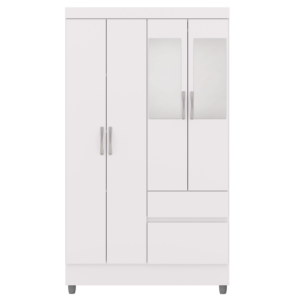 Guarda Roupa 4 Portas Espelho 102 cm 10090 Branco Camarim VLR